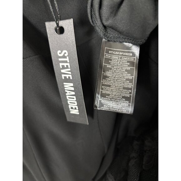 Steve Madden Vita Midi Dress With Lace Panels Spaghetti Straps Black Medium NWTs - Picture 6 of 8